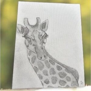 Gray Giraffe Sketch Canvas Art
